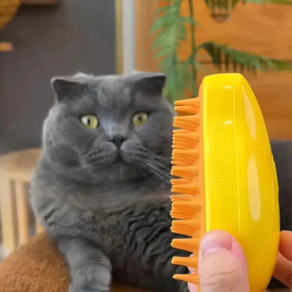 AmoorPet Electric Steam Brush for effortless pet grooming. Gentle steam loosens fur for easy removal. Perfect for cats and dogs to reduce shedding and keep your home fur-free.