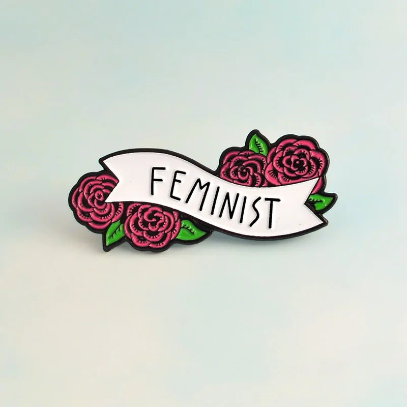 AmoorCity Floral Feminist Enamel Pins Badges. Collection of enamel lapel pins featuring floral designs and feminist messages. Empowering and beautiful accessories for backpacks, jackets, and more.