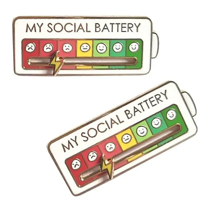 Amoorcity Funny Enamel Pin My Social Battery Creative Lapel Pin