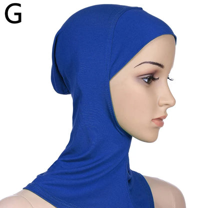 Breathable athletic underscarf hijab for women in a Blue by AmoorFemme. Made from sweat-wicking material for comfort during workouts.