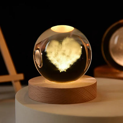 Magical Heart in Your Room! 3D Crystal Ball Night Light.