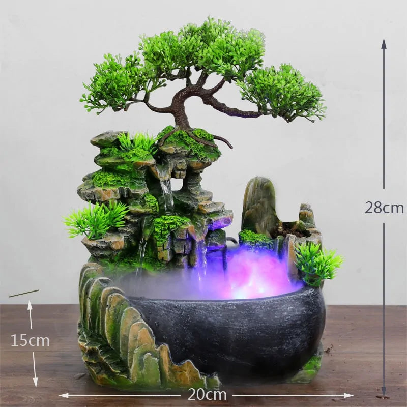 Relaxing Indoor Waterfall Fountain LED Lights & Humidifier