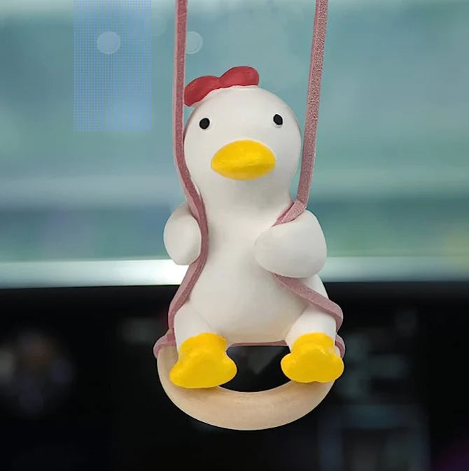 AmoorCity Swinging Duck Car Hanging Ornament. Cute and adorable duck car ornament that swings for added fun. Perfect for hanging on a car's rearview mirror.  pen_spark