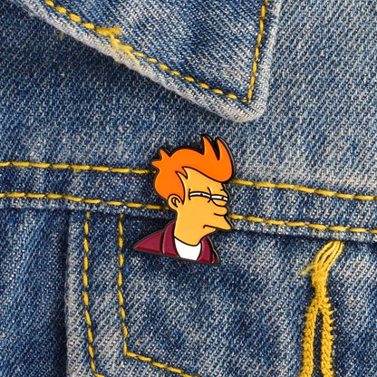 AmoorCity Philip J. Fry Enamel Pin. Limited edition enamel lapel pin featuring Philip J. Fry from Futurama. A must-have for any Futurama fan!