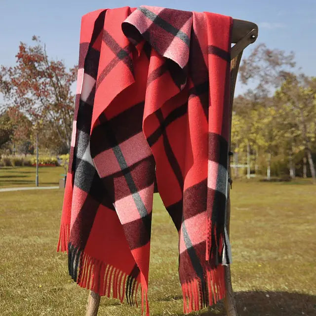 Warm winter scarf in Red for women by AmoorFemme. Made from soft material
