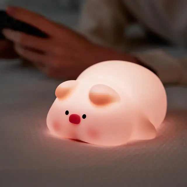 Kids' Cute Pig Night Lights Soft & Safe Silicone Night Light Lamp