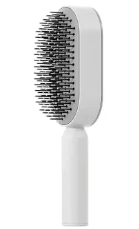 AmoorCare Self Cleaning Anti-Static Hair Brush. Self cleaning hairbrush with anti-static technology for detangling, frizz control, and smoother hair. Easy to clean base for effortless hair care.