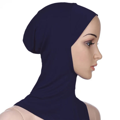 Breathable athletic underscarf hijab for women in a Black by AmoorFemme. Made from sweat-wicking material for comfort during workouts.