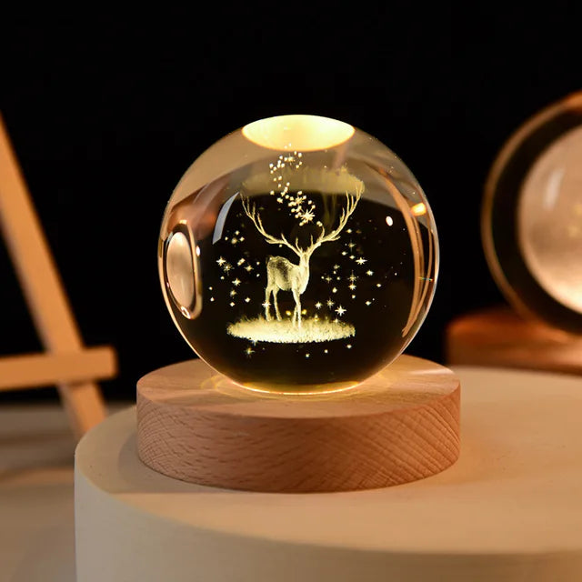Magical Deer in Your Room! 3D Crystal Ball Night Light.