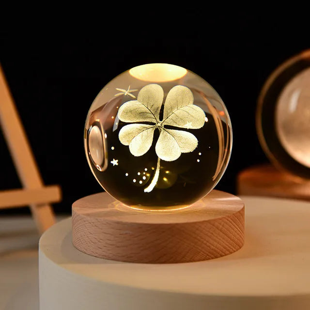 Magical Flower in Your Room! 3D Crystal Ball Night Light.