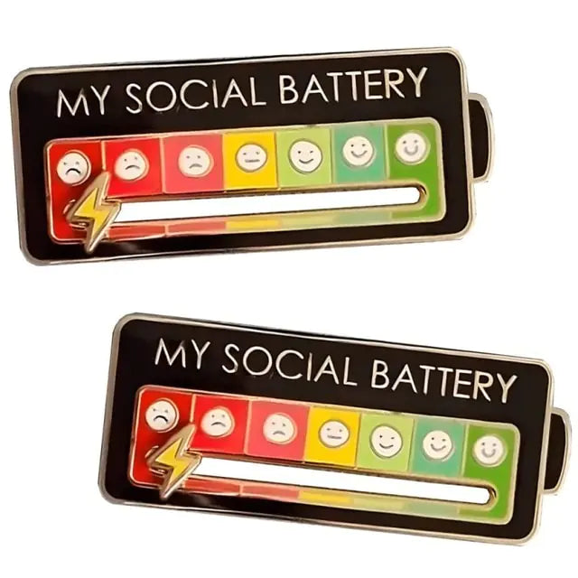 Amoorcity Funny Enamel Pin My Social Battery Creative Lapel Pin