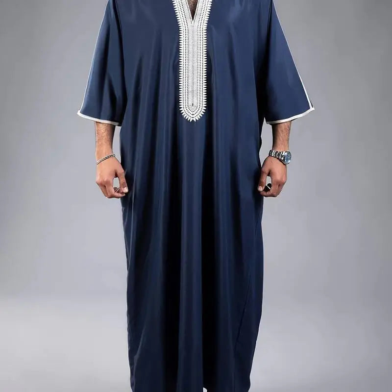 Long, men's thobe in Blue by AmoorMen. Traditional Arabic dress