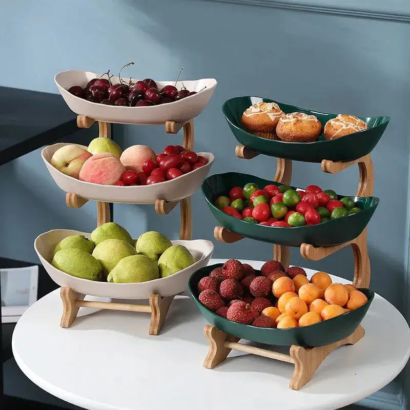 AmoorCity 3 Tier Ceramic Fruit Basket. Stylish and functional fruit storage solution for the kitchen counter. Ample space for fruits with easy access on 3 tiers.