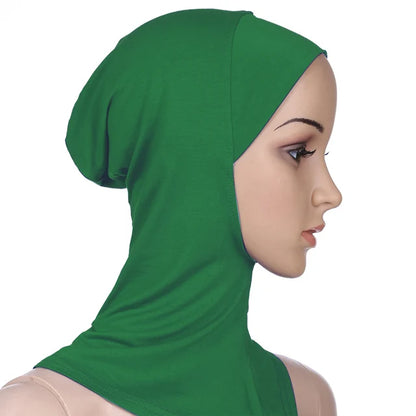 Breathable athletic underscarf hijab for women in a Green by AmoorFemme. Made from sweat-wicking material for comfort during workouts.