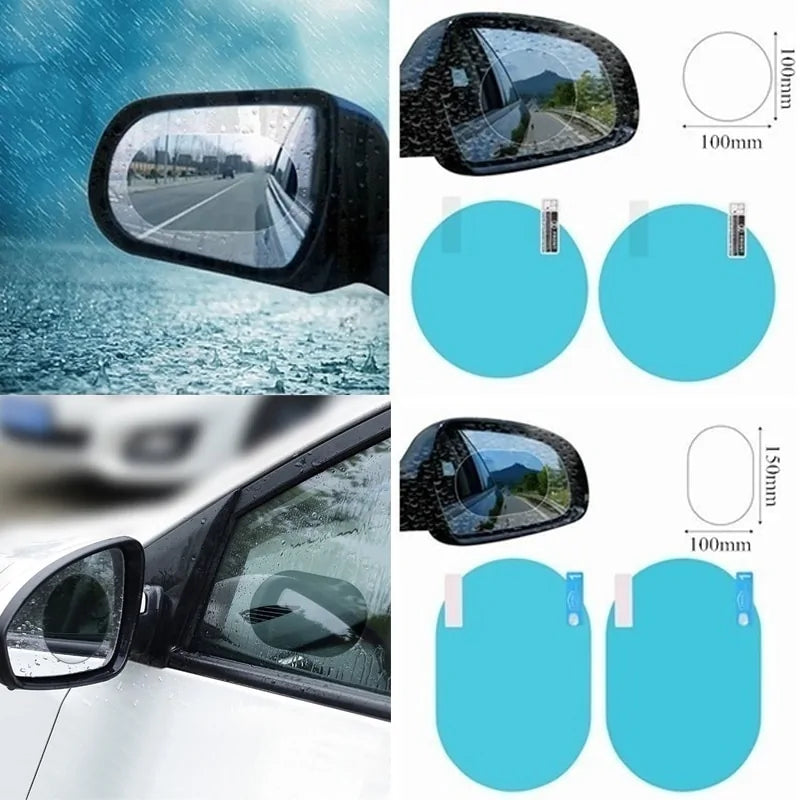 AmoorCity Rainproof Car Mirror Window Sticker. Improves visibility in rainy conditions by repelling water from the car mirror. Easy to apply and long-lasting.